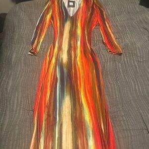 Fashion Nova Vibrant Striped Long Sleeve Dress